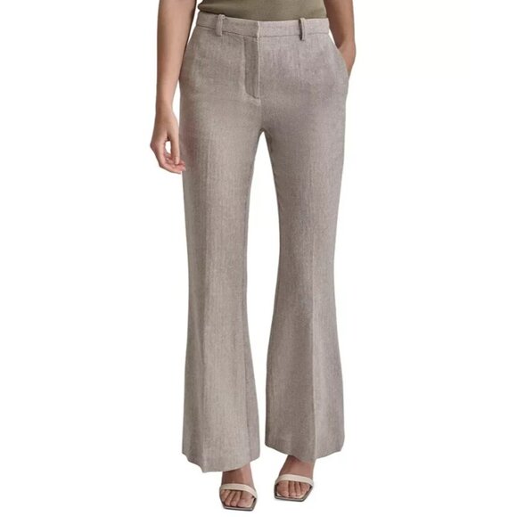 DKNY Womens High-Rise Slim-Fit PANTS Boo LIGHT Fatigw BROWN Size 14 MSRP $99